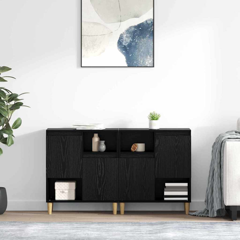 Komode 2 pcs Crni hrast 60 x 35 x 70 cm Konstruirano drvo