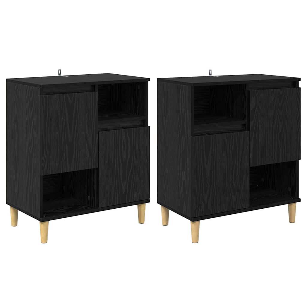 Komode 2 pcs Crni hrast 60 x 35 x 70 cm Konstruirano drvo