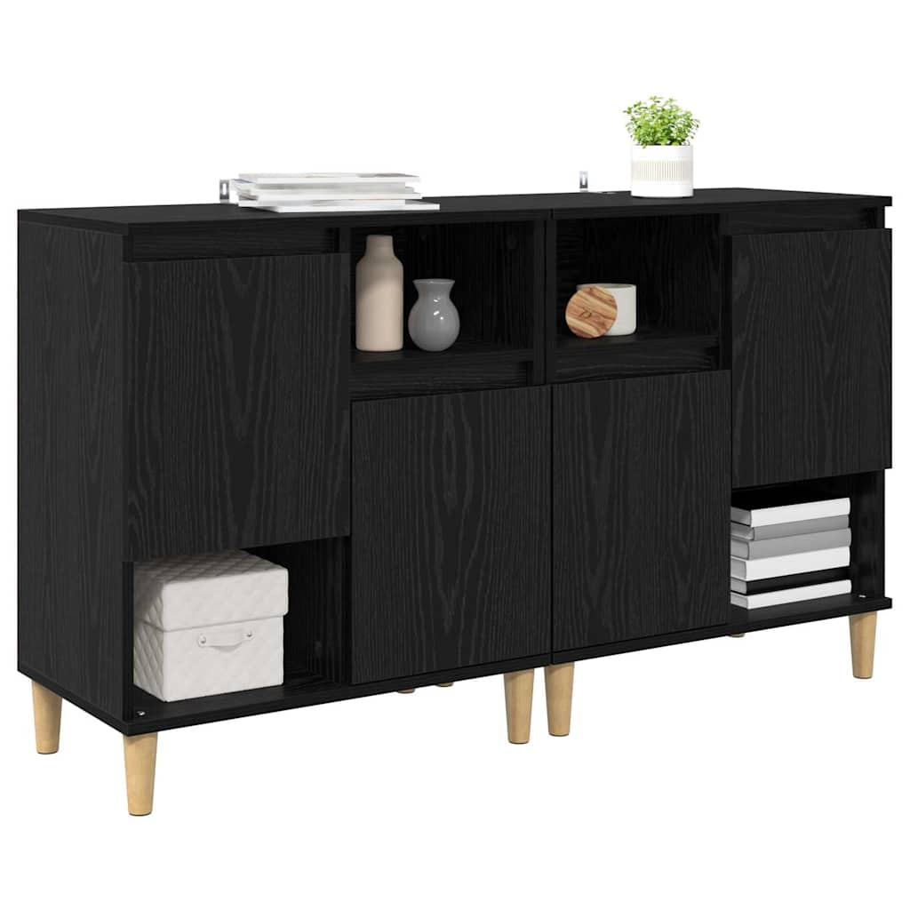 Komode 2 pcs Crni hrast 60 x 35 x 70 cm Konstruirano drvo