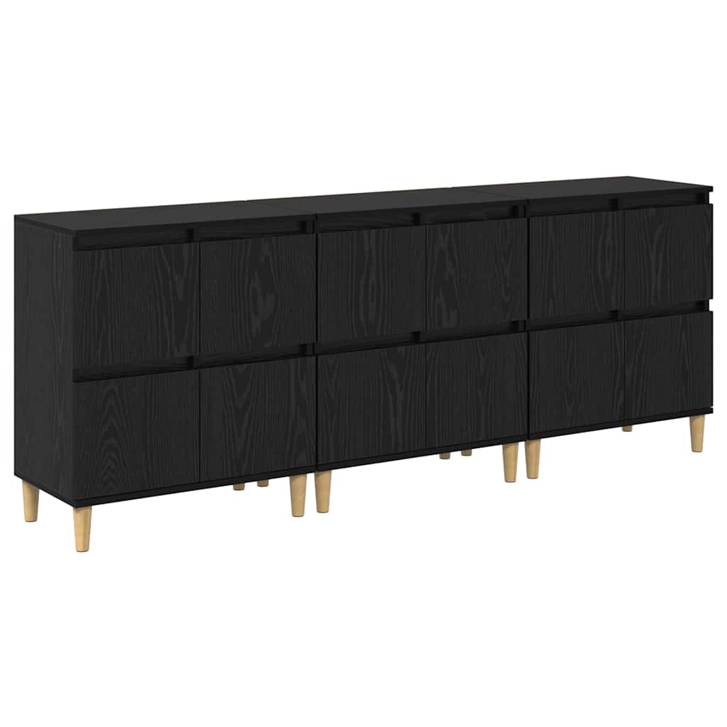 Komode 3 pcs Crni hrast 60 x 35 x 70 cm Konstruirano drvo