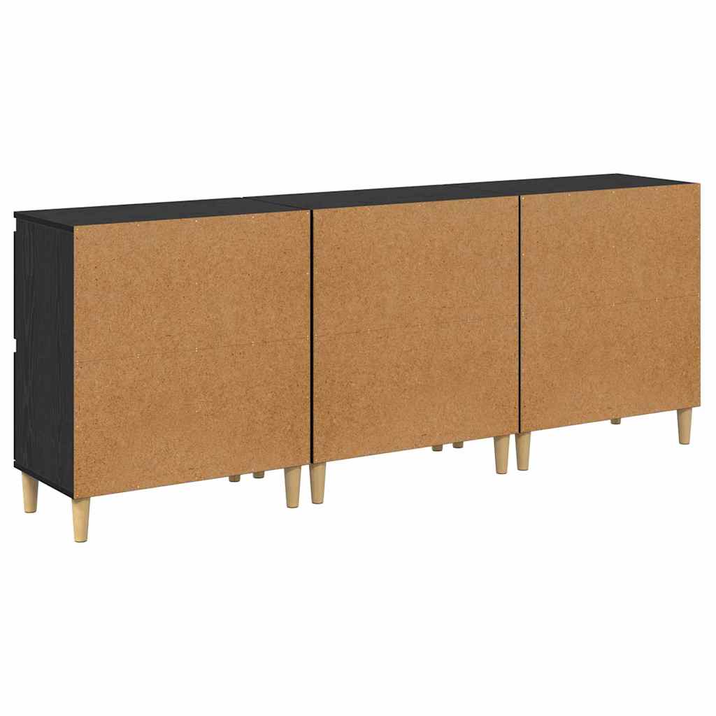 Komode 3 pcs Crni hrast 60 x 35 x 70 cm Konstruirano drvo