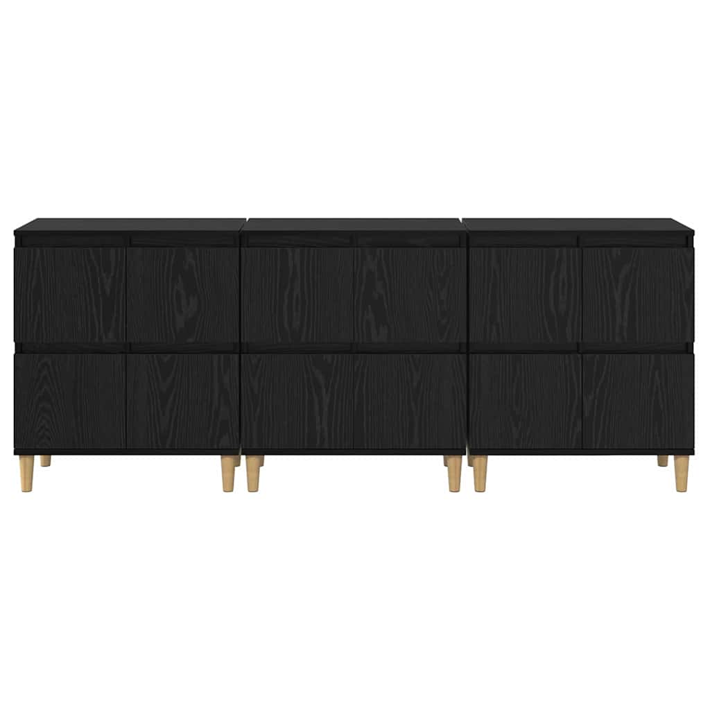 Komode 3 pcs Crni hrast 60 x 35 x 70 cm Konstruirano drvo