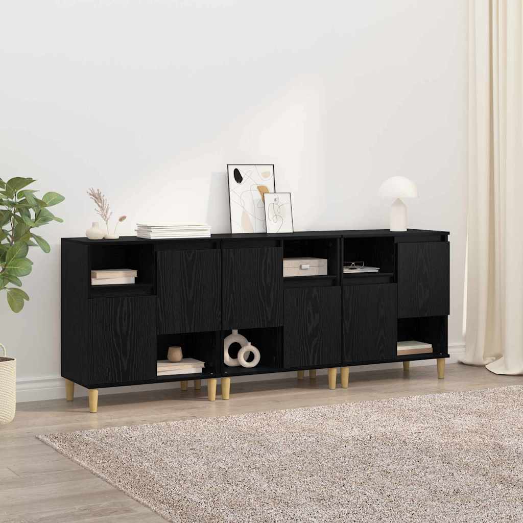 Komode 3 pcs Crni hrast 60 x 35 x 70 cm Konstruirano drvo
