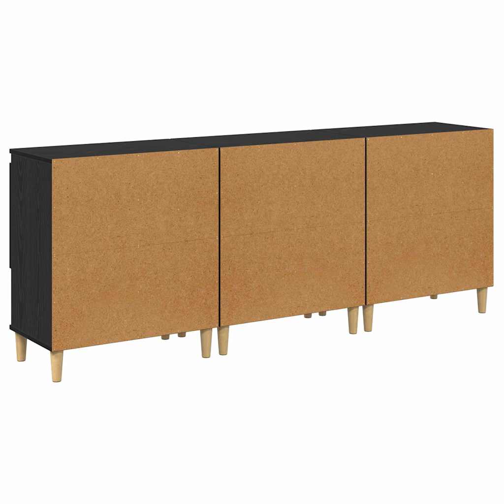 Komode 3 pcs Crni hrast 60 x 35 x 70 cm Konstruirano drvo