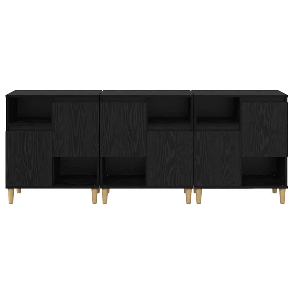 Komode 3 pcs Crni hrast 60 x 35 x 70 cm Konstruirano drvo