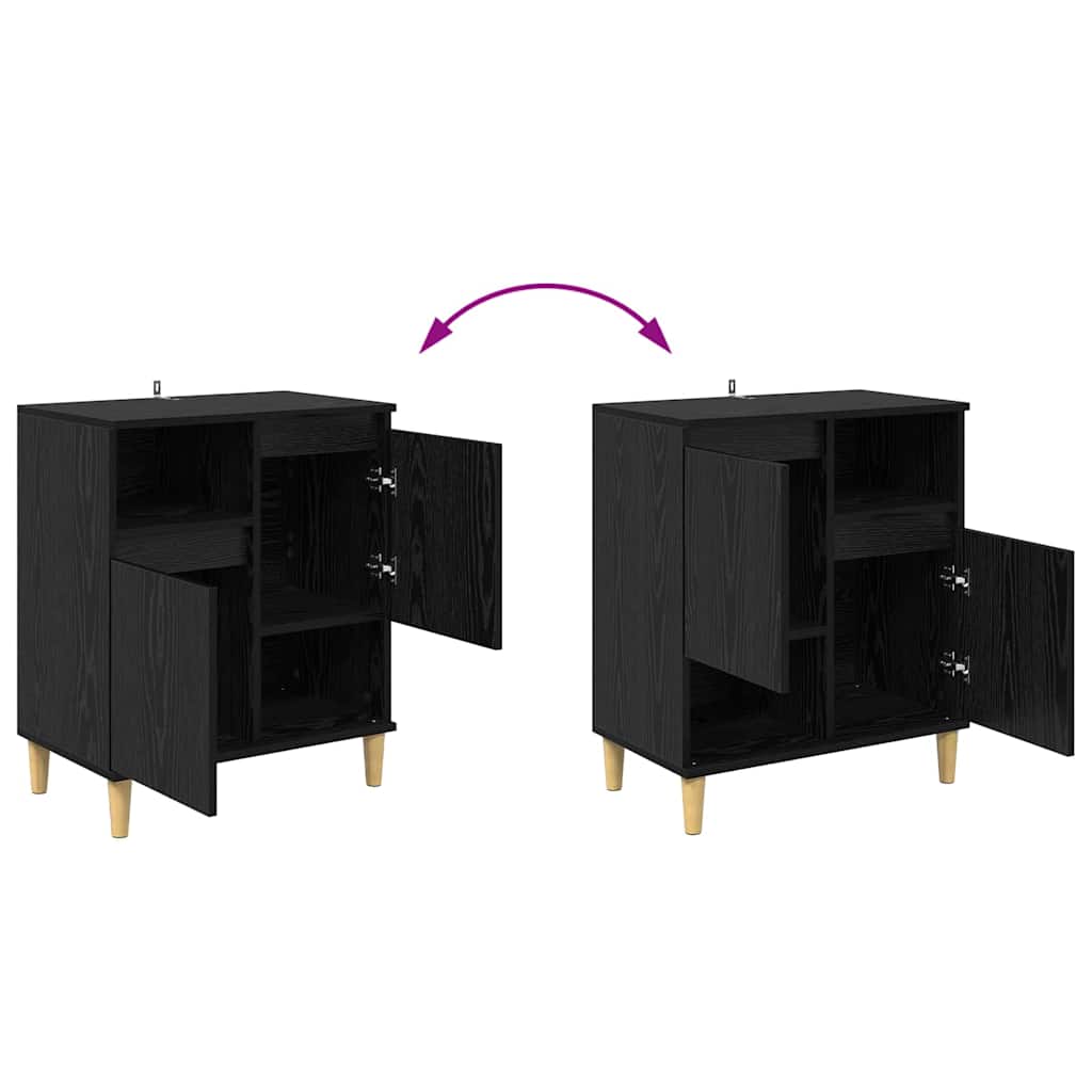 Komode 3 pcs Crni hrast 60 x 35 x 70 cm Konstruirano drvo