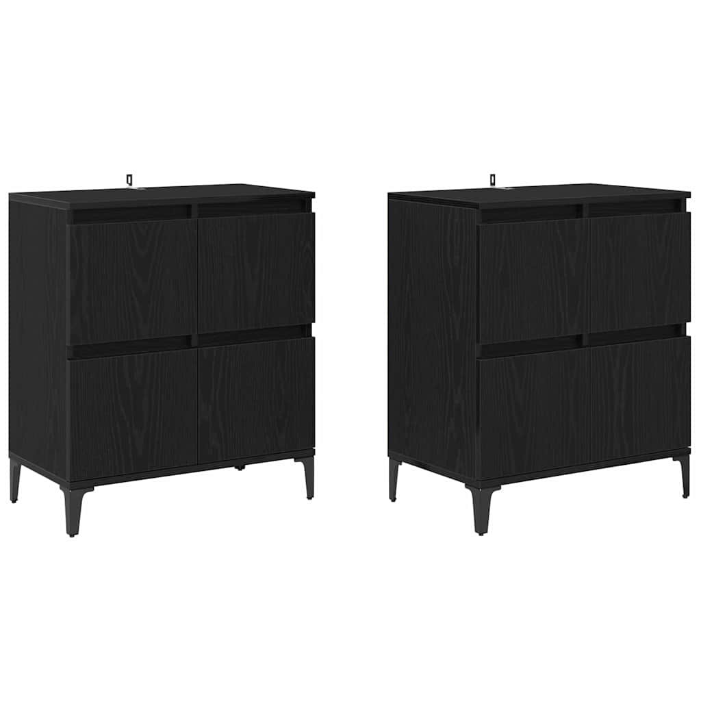 Komode 2 pcs Crni hrast 60 x 35 x 70 cm Konstruirano drvo