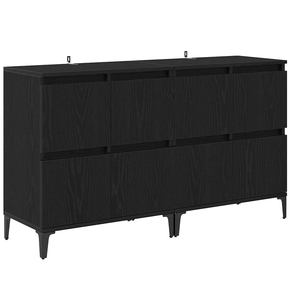 Komode 2 pcs Crni hrast 60 x 35 x 70 cm Konstruirano drvo