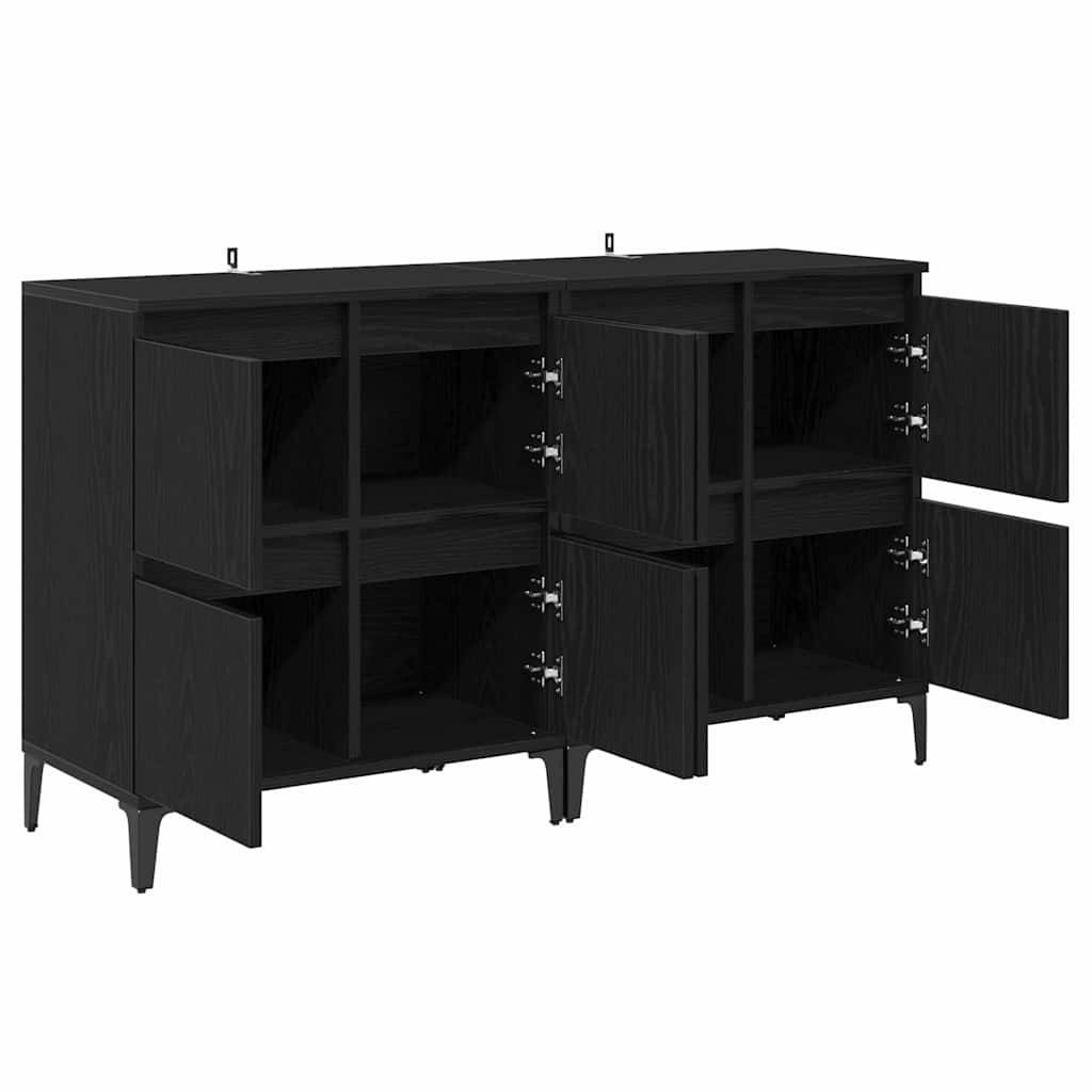 Komode 2 pcs Crni hrast 60 x 35 x 70 cm Konstruirano drvo