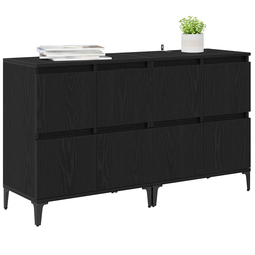 Komode 2 pcs Crni hrast 60 x 35 x 70 cm Konstruirano drvo