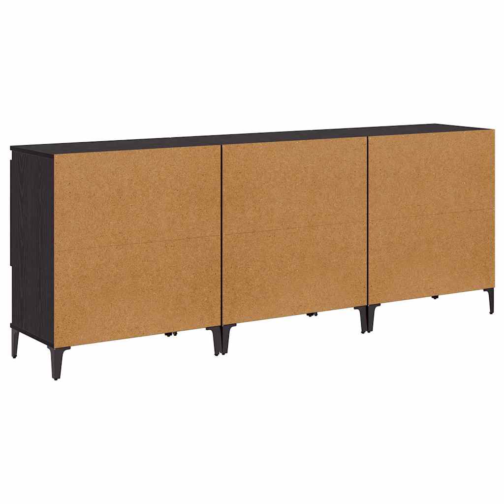 Komode 3 pcs Crni hrast 60 x 35 x 70 cm Konstruirano drvo