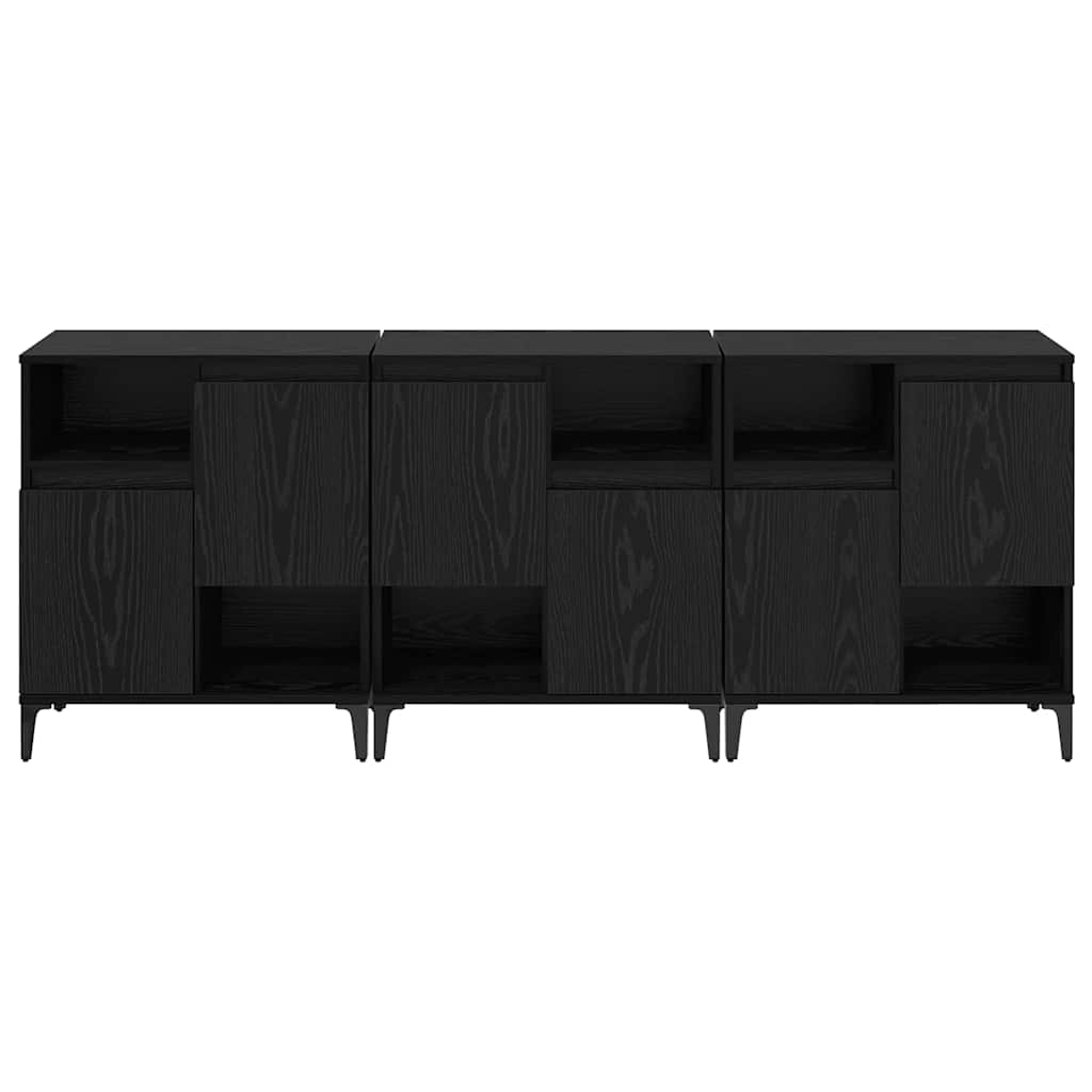 Komode 3 pcs Crni hrast 60 x 35 x 70 cm Konstruirano drvo