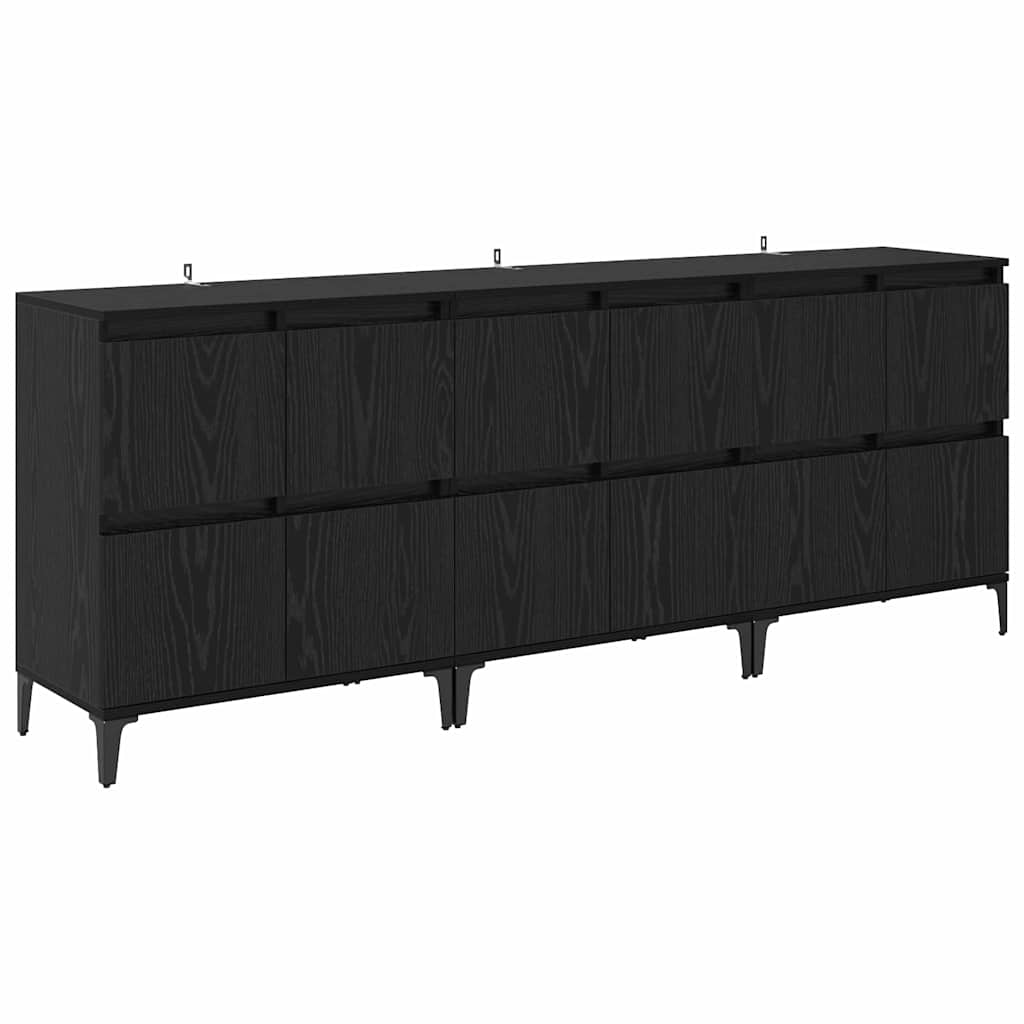 Komode 3 kom. Crni hrast 60 x 35 x 70 cm Konstruirano drvo