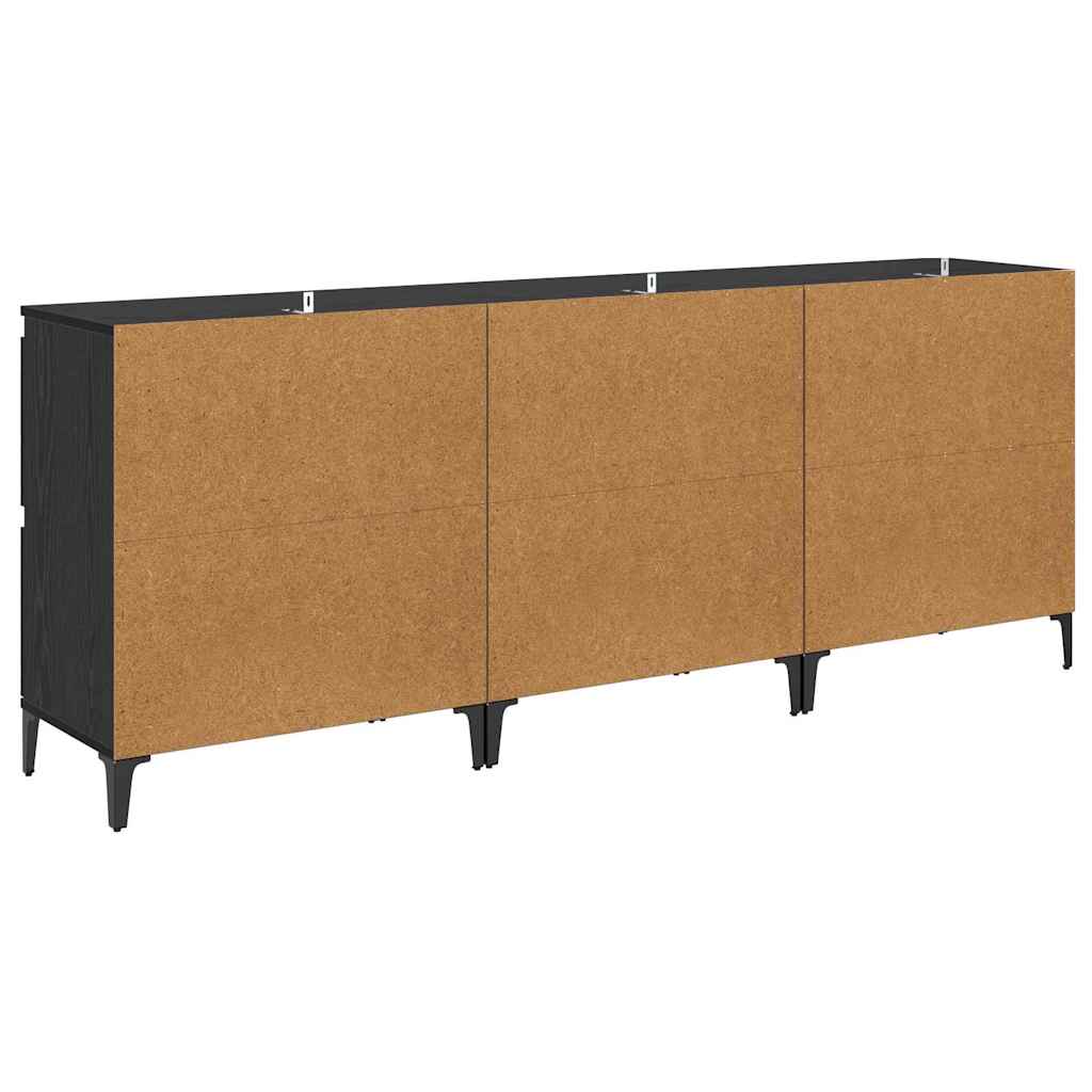 Komode 3 pcs Crni hrast 60 x 35 x 70 cm Konstruirano drvo