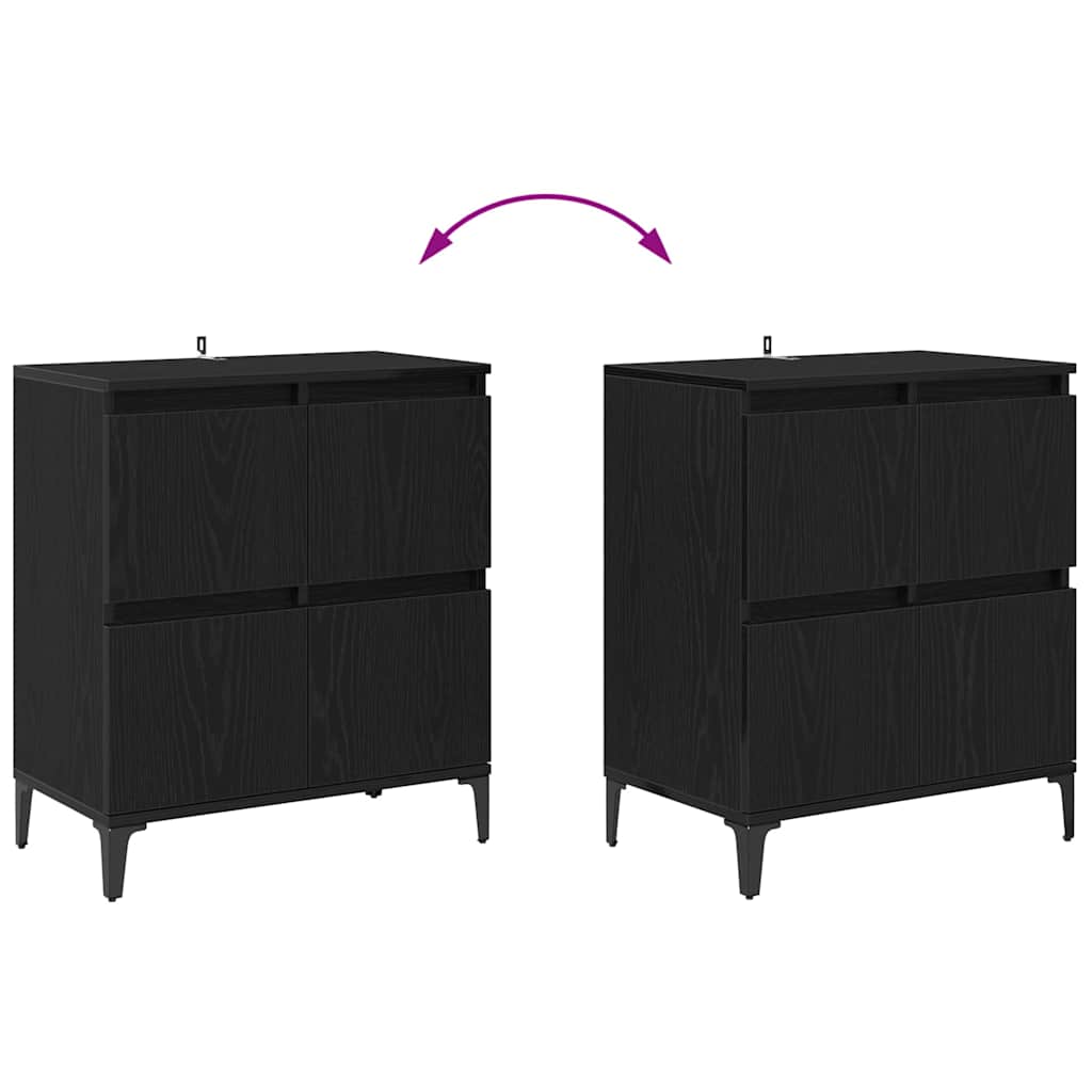 Komode 3 pcs Crni hrast 60 x 35 x 70 cm Konstruirano drvo