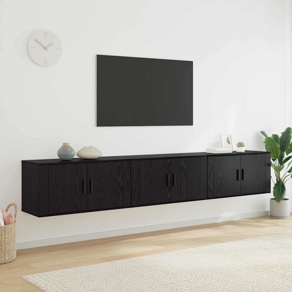 Zidni TV ormar set Zidne 3 pcs Crni hrast 80 x 34,5 x 40 cm