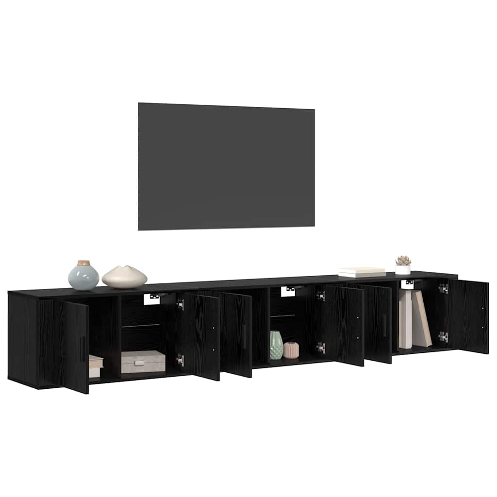 Zidni TV ormar set Zidne 3 pcs Crni hrast 80 x 34,5 x 40 cm