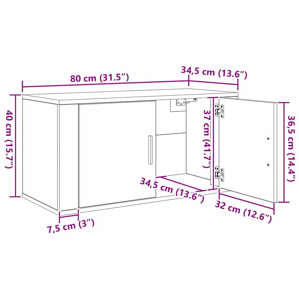 Zidni TV ormar set Zidne 3 pcs Crni hrast 80 x 34,5 x 40 cm
