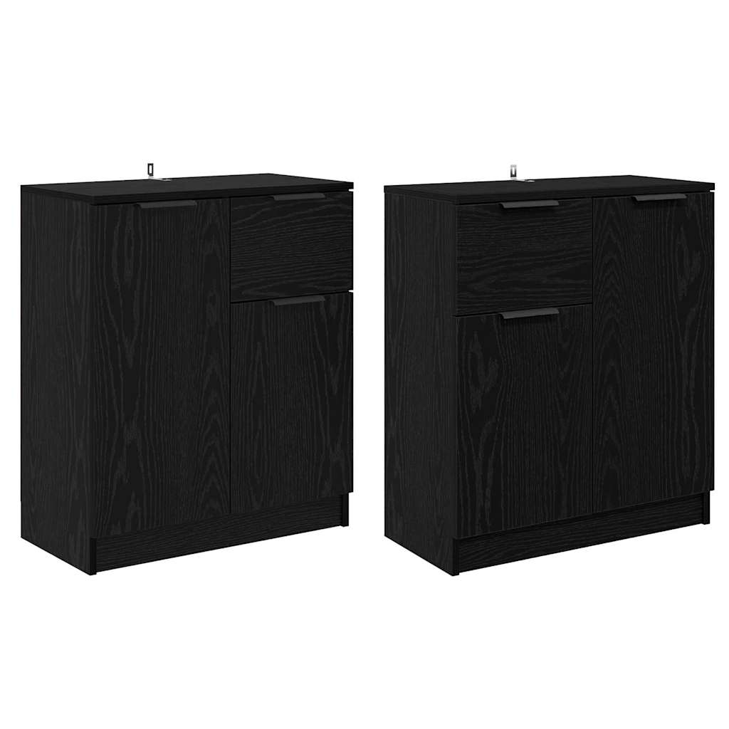 Komode 2 pcs Crni hrast 60 x 30 x 70 cm Konstruirano drvo