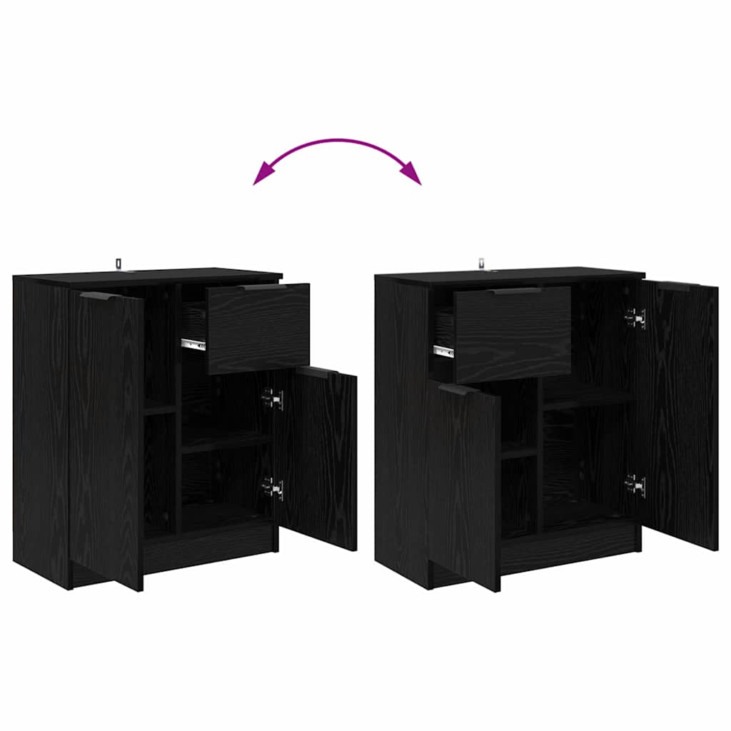 Komode 2 pcs Crni hrast 60 x 30 x 70 cm Konstruirano drvo