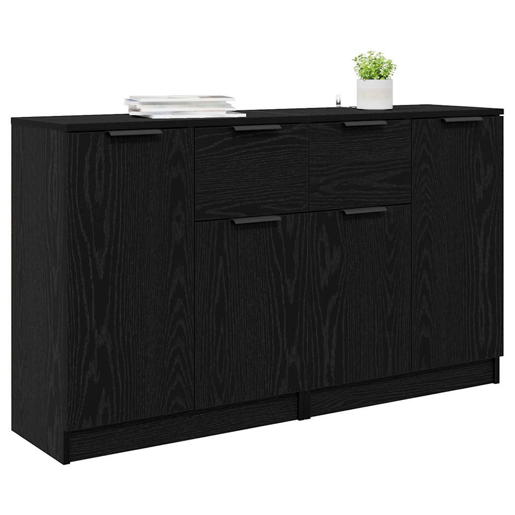 Komode 2 pcs Crni hrast 60 x 30 x 70 cm Konstruirano drvo