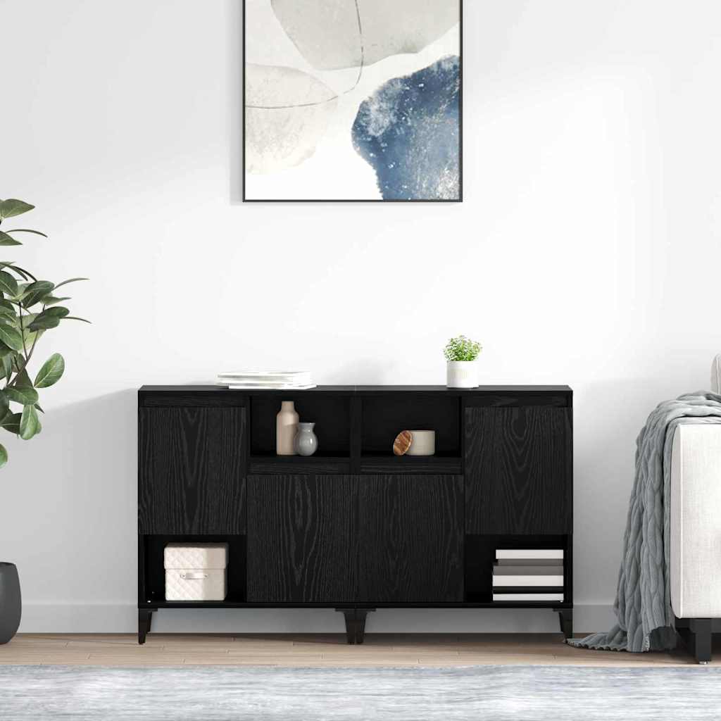 Komode 2 pcs Crni hrast 60 x 35 x 70 cm Konstruirano drvo