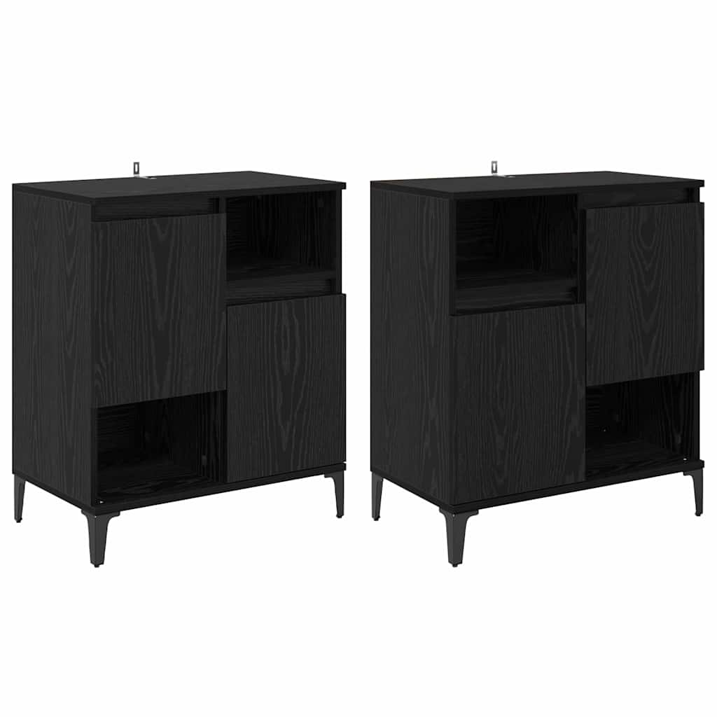 Komode 2 pcs Crni hrast 60 x 35 x 70 cm Konstruirano drvo