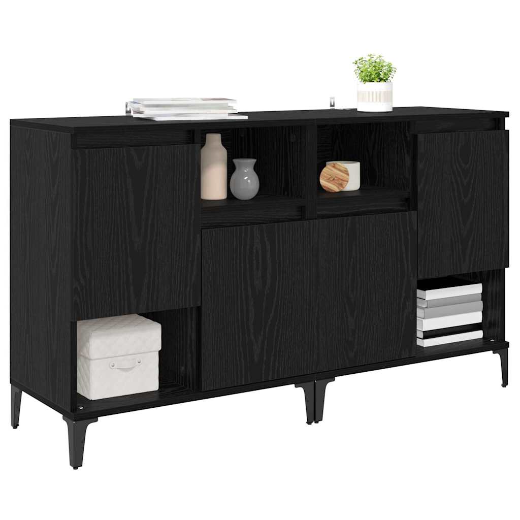 Komode 2 pcs Crni hrast 60 x 35 x 70 cm Konstruirano drvo