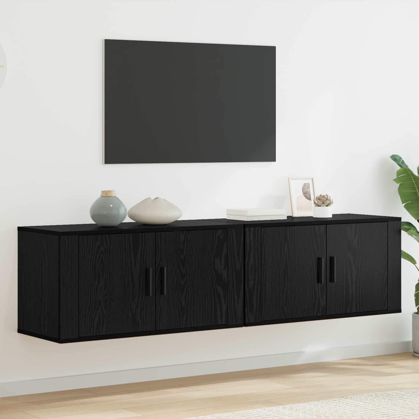 Zidni TV ormar set Zidne 2 pcs Crni hrast 80 x 34,5 x 40 cm