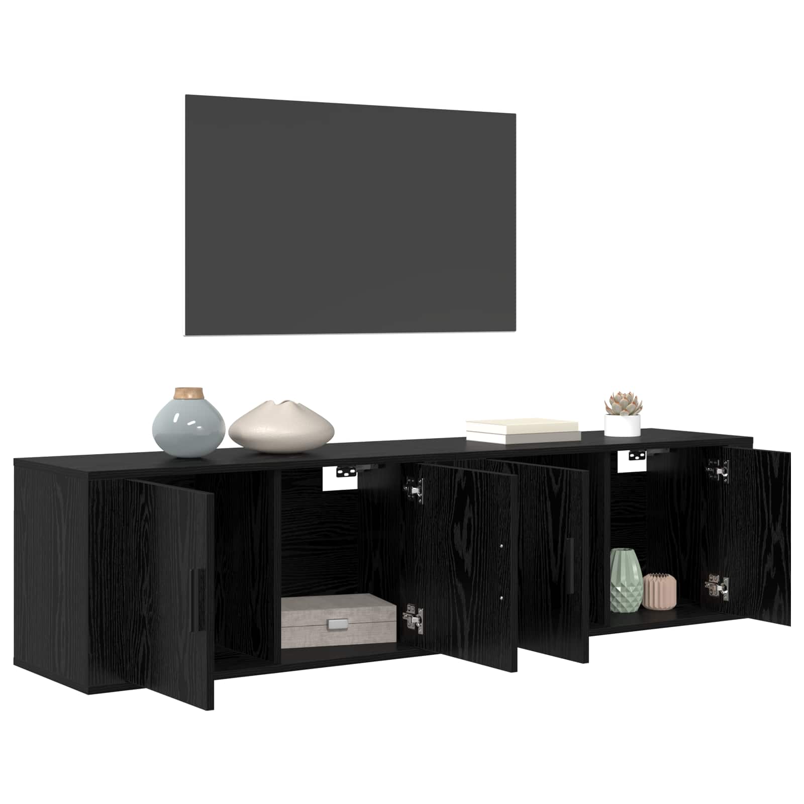 Zidni TV ormar set Zidne 2 pcs Crni hrast 80 x 34,5 x 40 cm