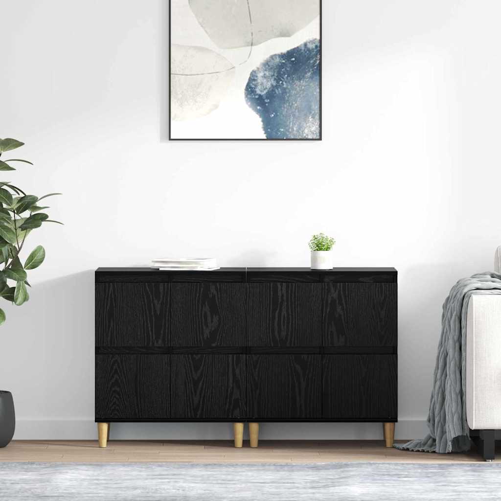 Komode 2 pcs Crni hrast 60 x 35 x 70 cm Konstruirano drvo
