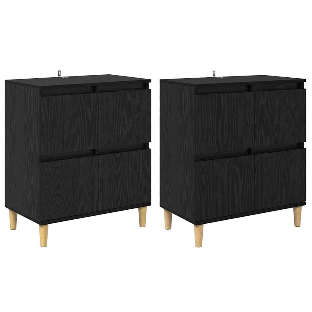 Komode 2 pcs Crni hrast 60 x 35 x 70 cm Konstruirano drvo