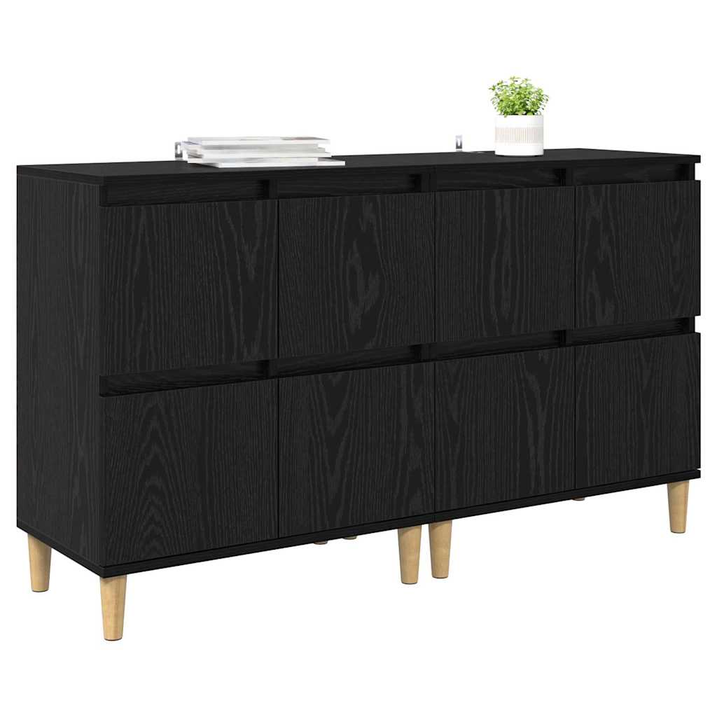 Komode 2 pcs Crni hrast 60 x 35 x 70 cm Konstruirano drvo