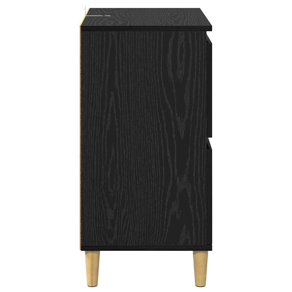 Komode 2 pcs Crni hrast 60 x 35 x 70 cm Konstruirano drvo