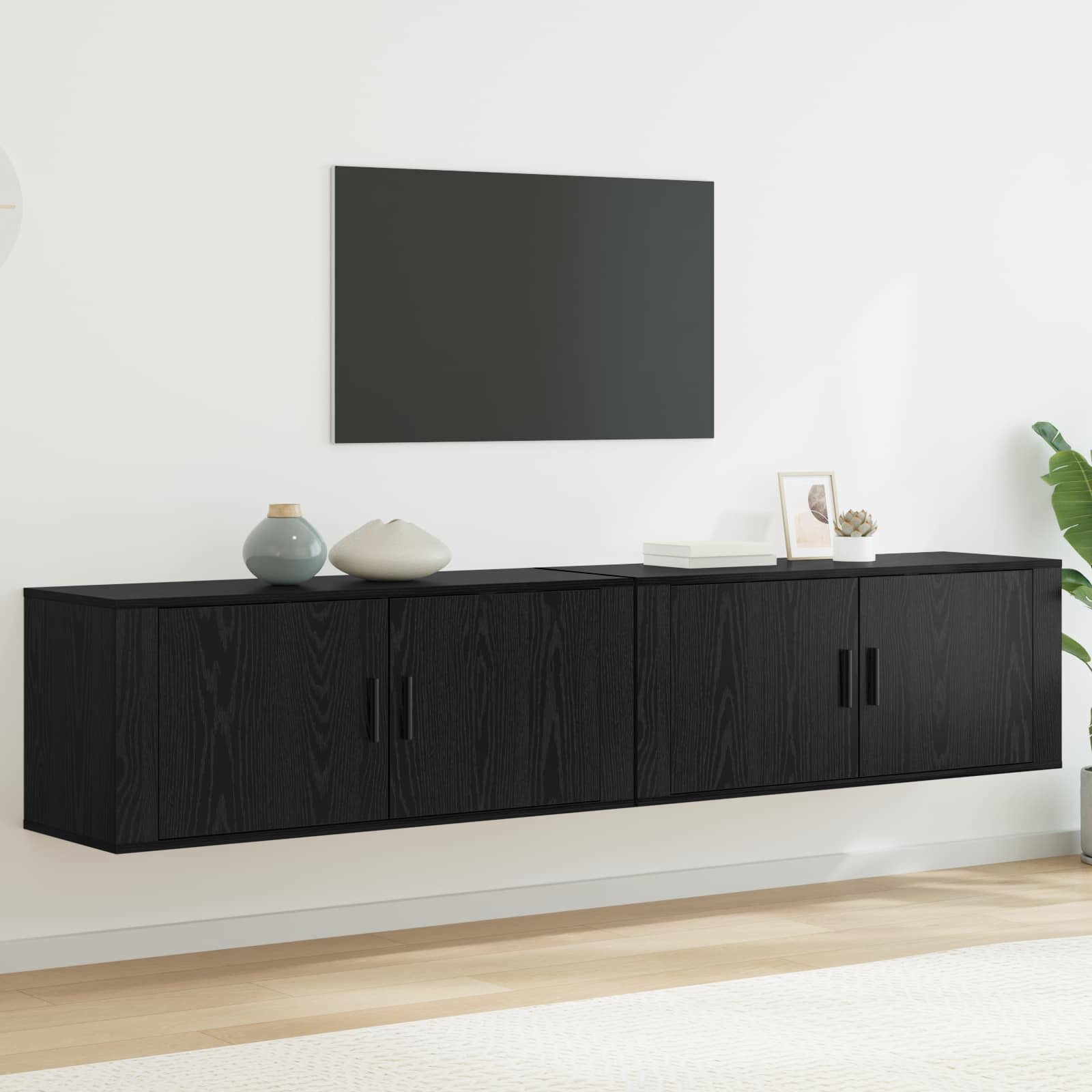 Zidni TV ormar set Zidne 2 pcs Crni hrast 100 x 34,5 x 40 cm