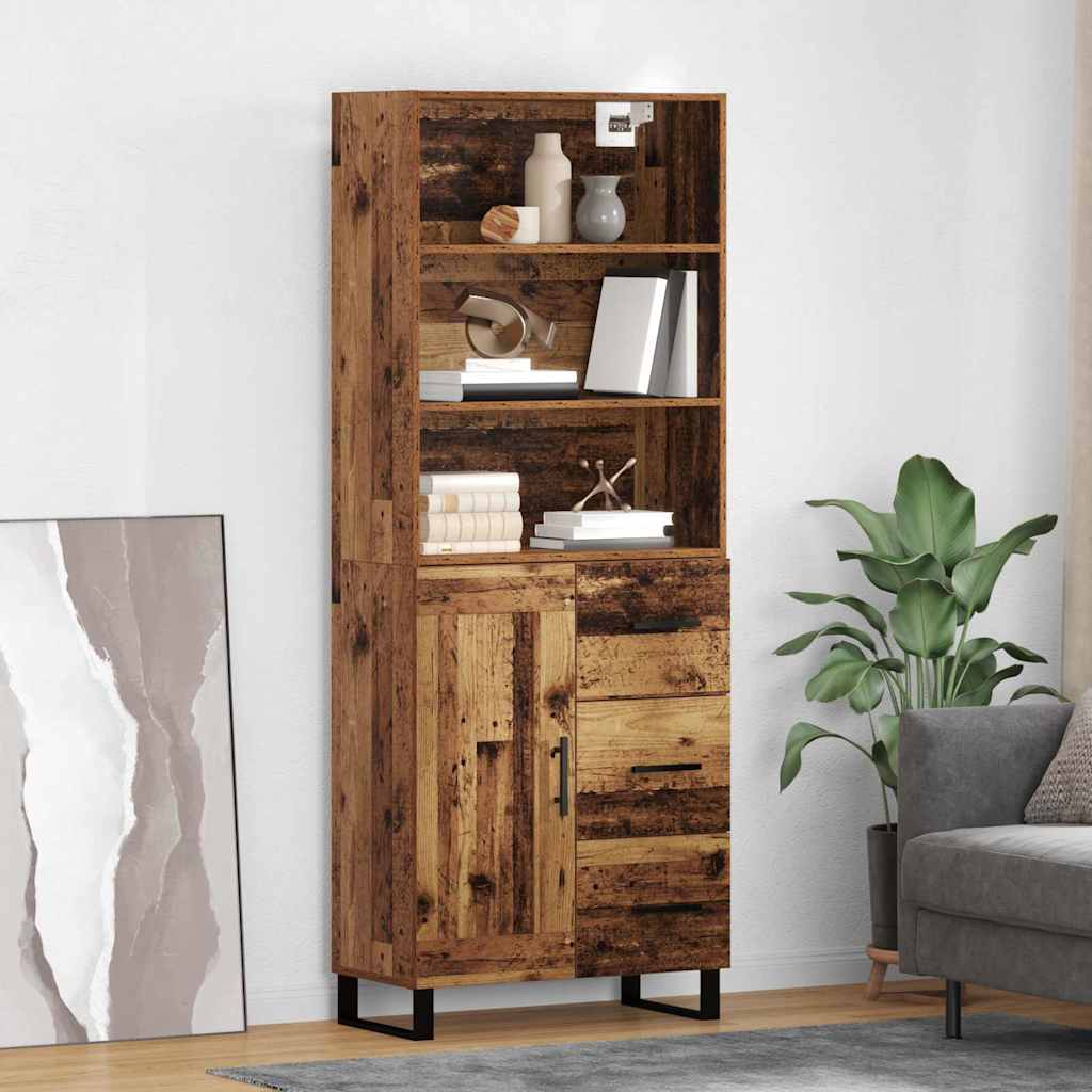 Highboard s ladicama 2 pcs Staro drvo Konstruirano drvo
