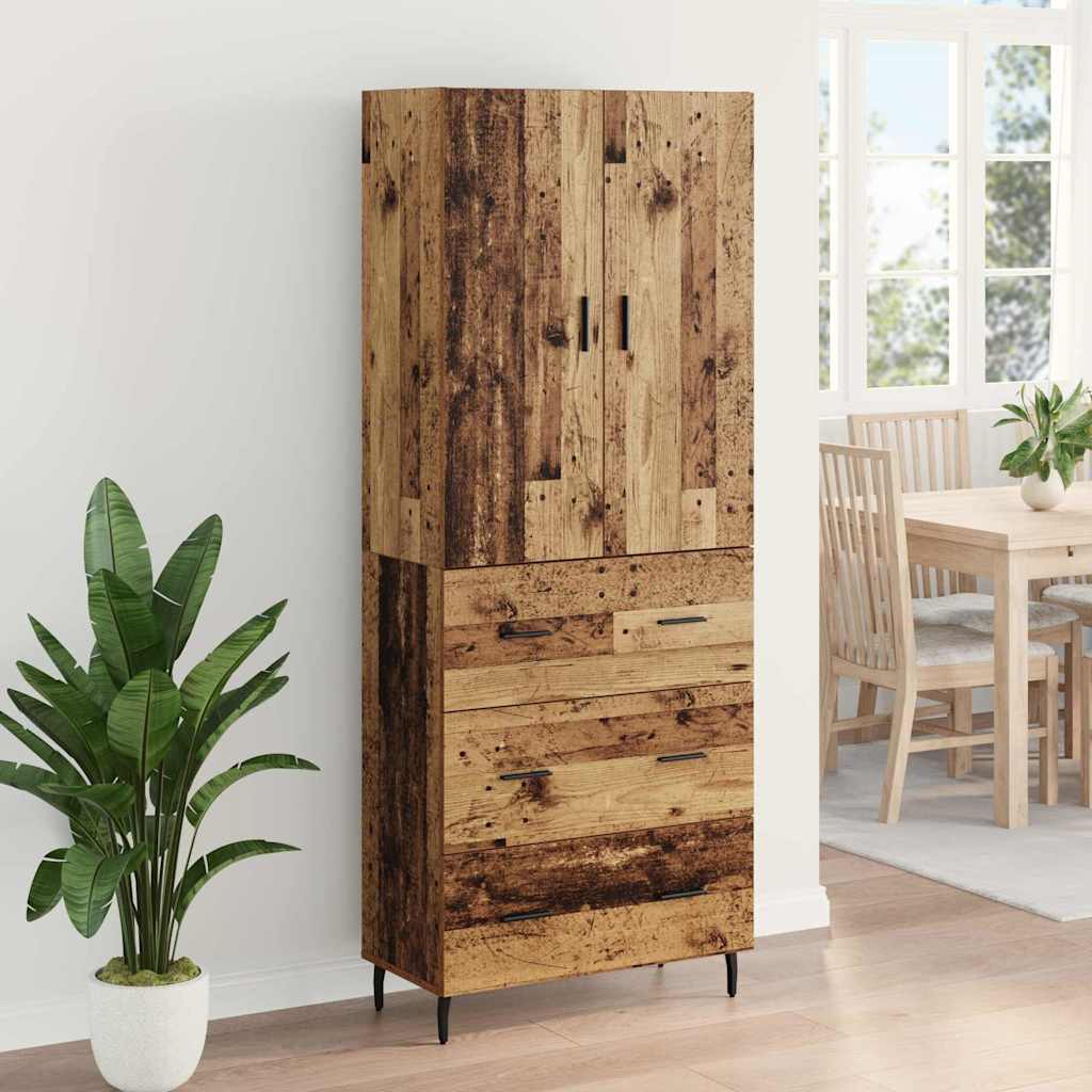 Highboard s ladicama 2 pcs Staro drvo Inženjerska drva i staklo