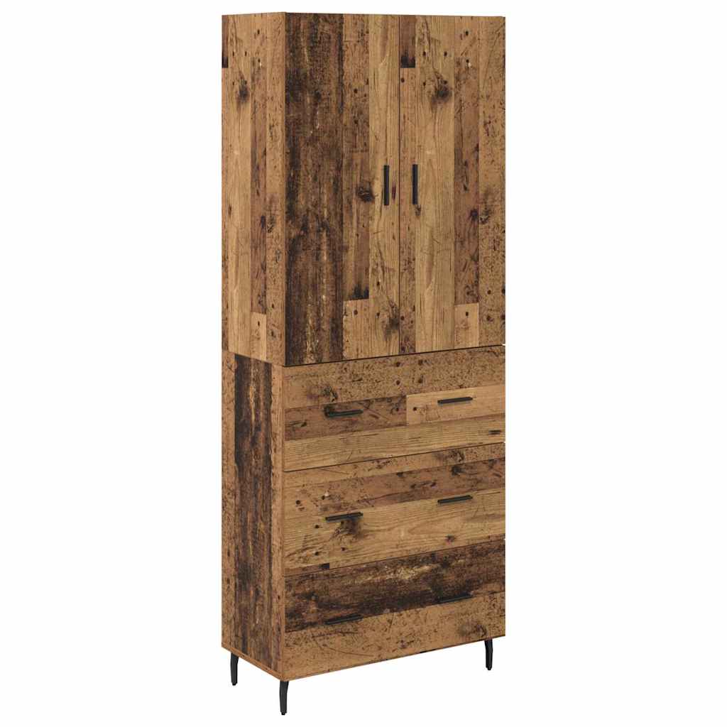 Highboard s ladicama 2 pcs Staro drvo Inženjerska drva i staklo