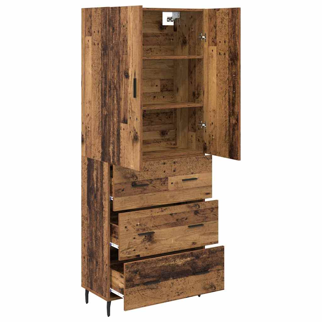 Highboard s ladicama 2 pcs Staro drvo Inženjerska drva i staklo