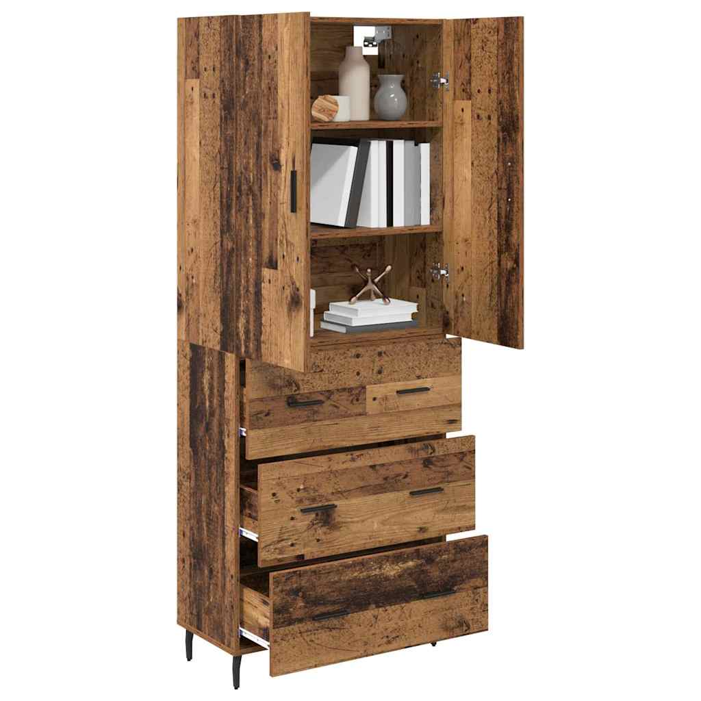 Highboard s ladicama 2 pcs Staro drvo Inženjerska drva i staklo