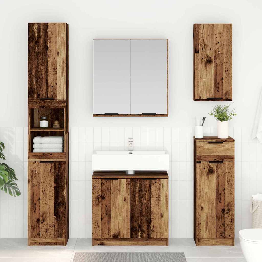Set ormarića za kupaonicu 3 pcs Staro drvo Konstruirano drvo