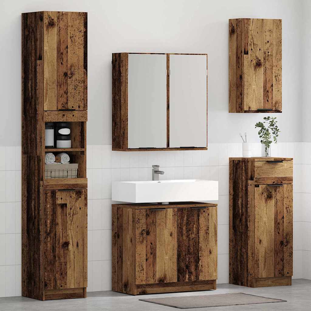 Set ormarića za kupaonicu 3 pcs Staro drvo Konstruirano drvo