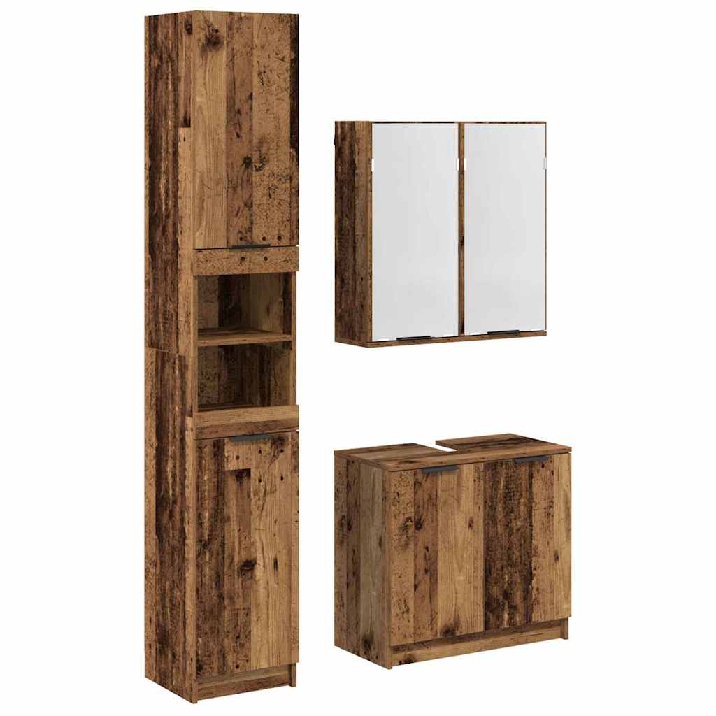 Set ormarića za kupaonicu 3 pcs Staro drvo Konstruirano drvo