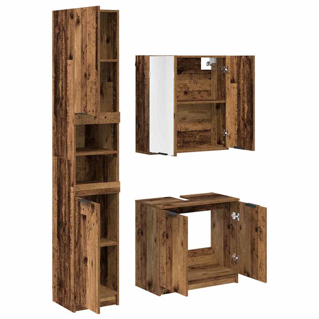 Set ormarića za kupaonicu 3 pcs Staro drvo Konstruirano drvo