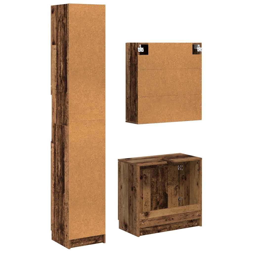 Set ormarića za kupaonicu 3 pcs Staro drvo Konstruirano drvo