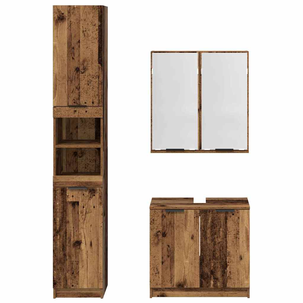 Set ormarića za kupaonicu 3 pcs Staro drvo Konstruirano drvo
