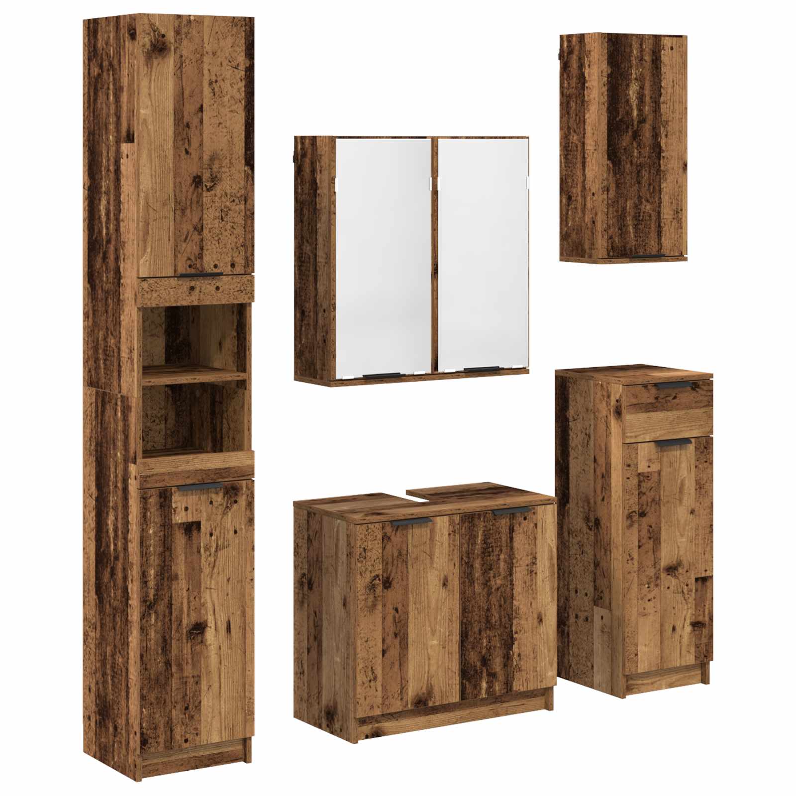 Set namještaja za kupaonicu 5 pcs Staro drvo Konstruirano drvo