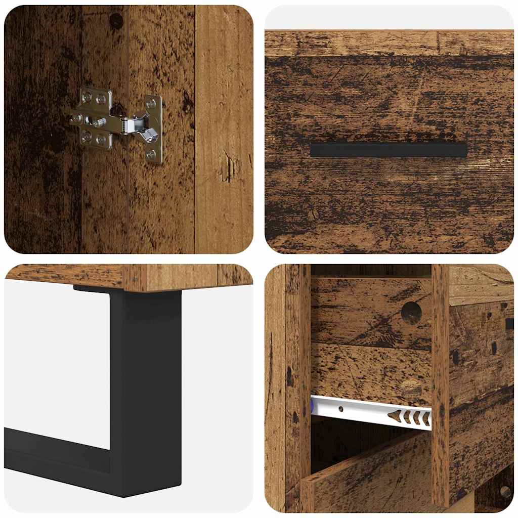 Highboard s ladicama 2 pcs Staro drvo Inženjerska drva i staklo