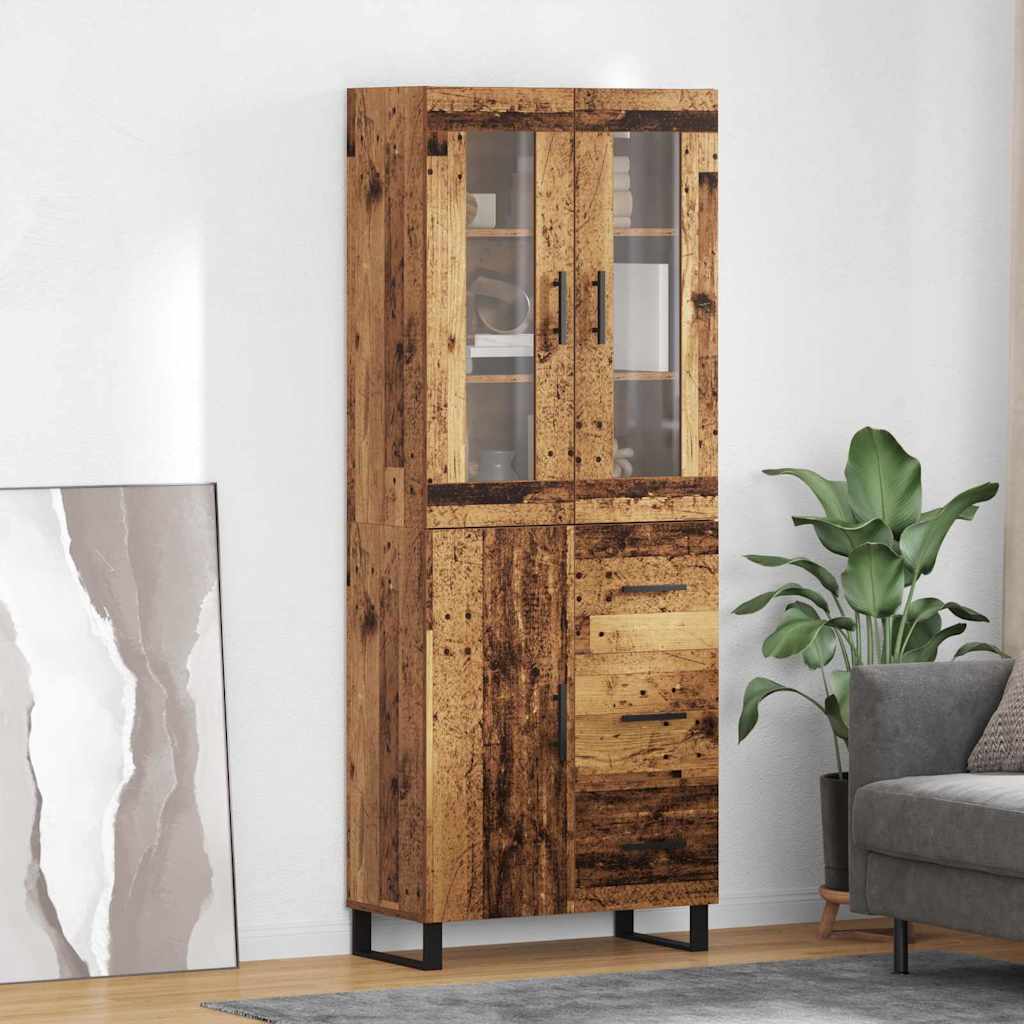 Highboard s ladicama 2 pcs Staro drvo Inženjerska drva i staklo