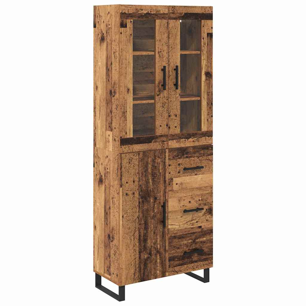 Highboard s ladicama 2 pcs Staro drvo Inženjerska drva i staklo